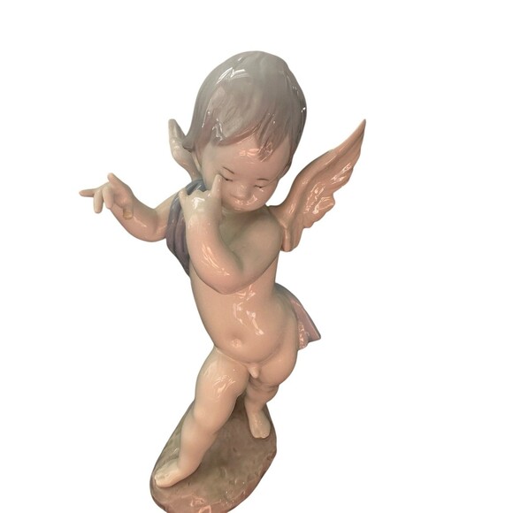 Lladro Cupid Cherub Figurine Signed Missing Flute/Horn - Picture 1 of 9
